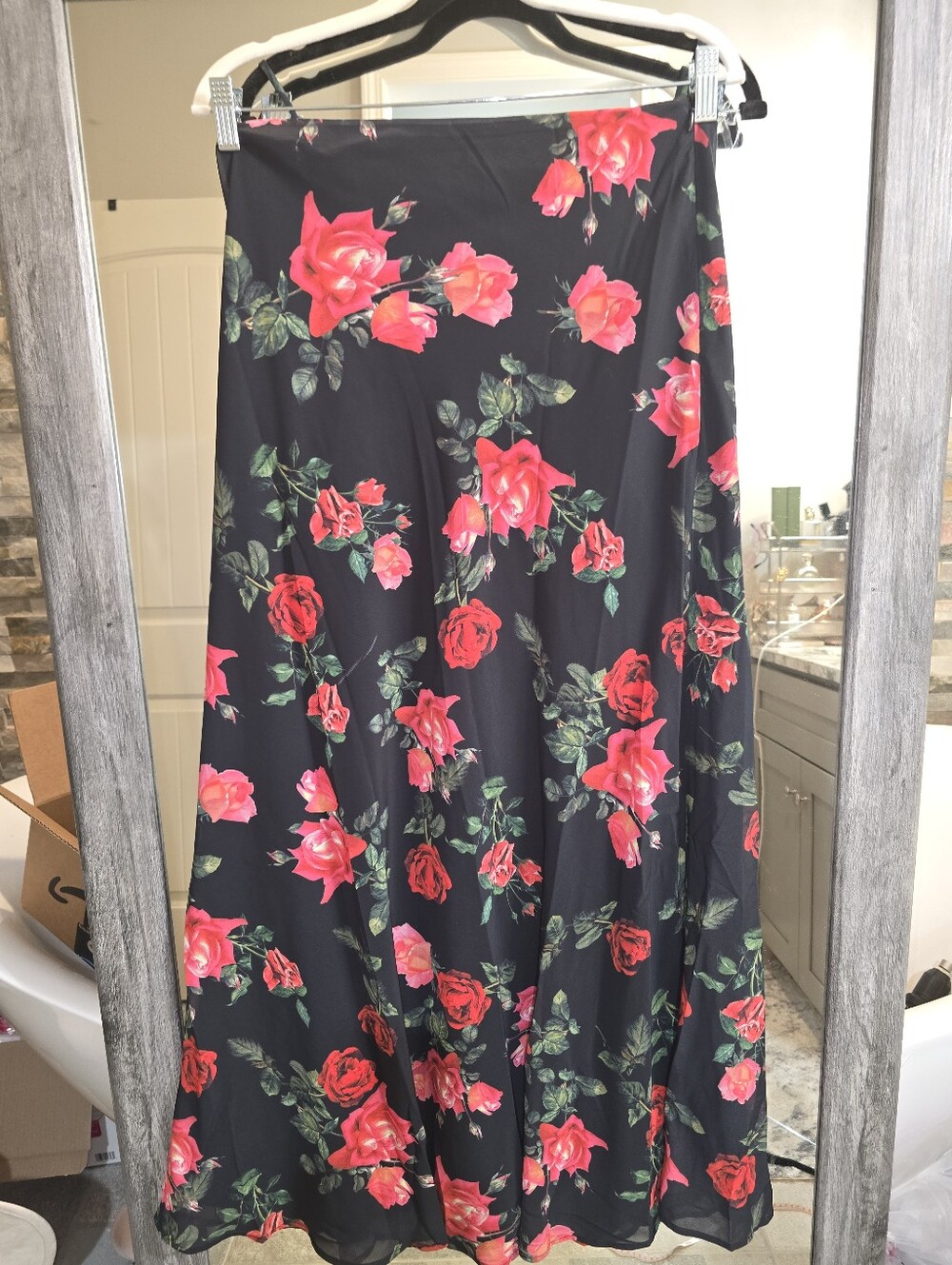 NWT Peppermayo SET Floral Camisole Maxi Skirt Black Red Roses SMALL Evening Top - Picture 8 of 16